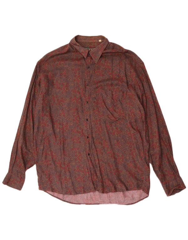 Rodrigo Mens Flannel Shirt Size 17 43 XL Brown Floral