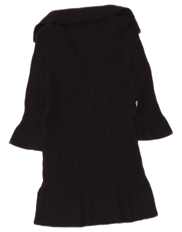 MARKS & SPENCER Suéter corto con cuello tipo polo para mujer UK 46 Grande Negro