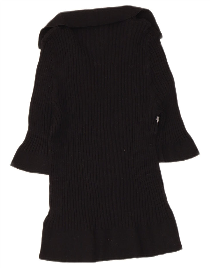 MARKS & SPENCER Suéter corto con cuello tipo polo para mujer UK 46 Grande Negro