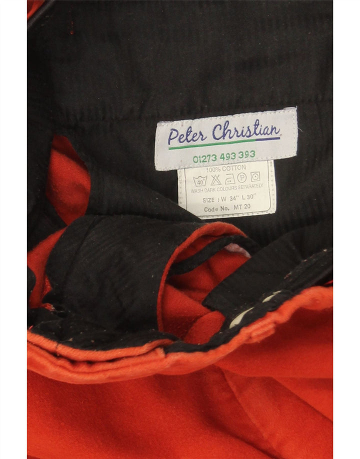 PETER CHRISTIAN Pantalón chino recto para hombre W34 L30 Algodón rojo