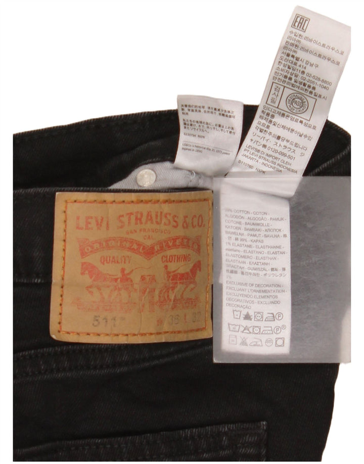 Levi's Hombre 511 Slim Jeans W36 L32 Algodón Negro
