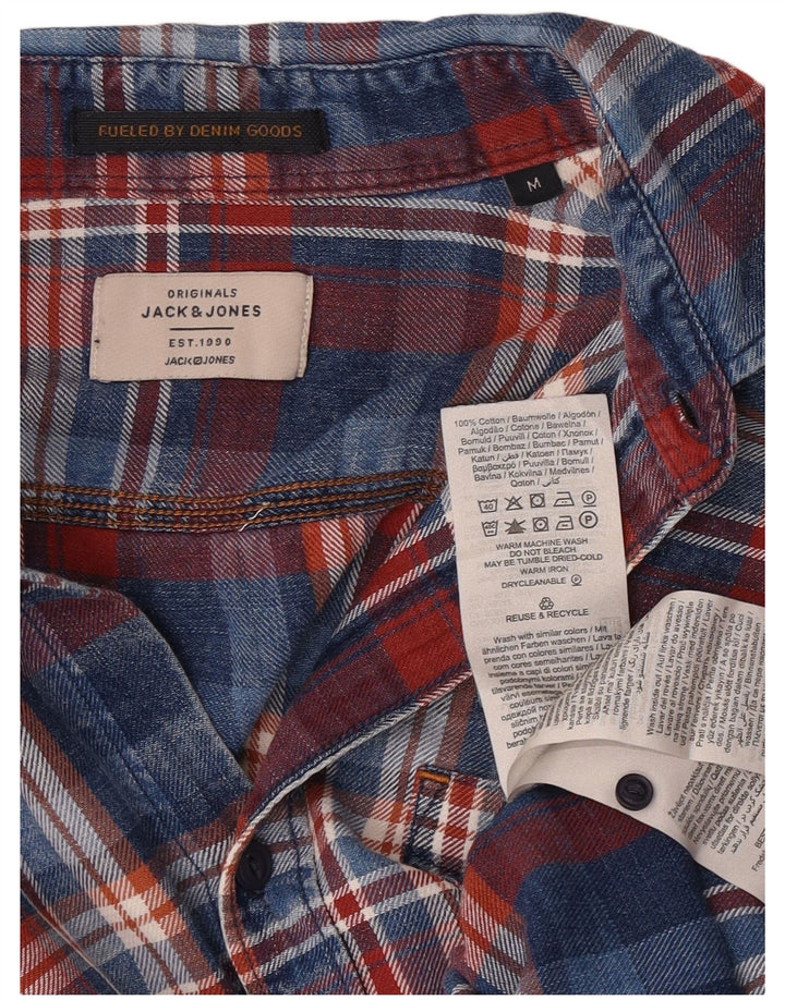 Jack & Jones Hombre Camisa Vaquera De Algodón A Cuadros Azul Marino Medio