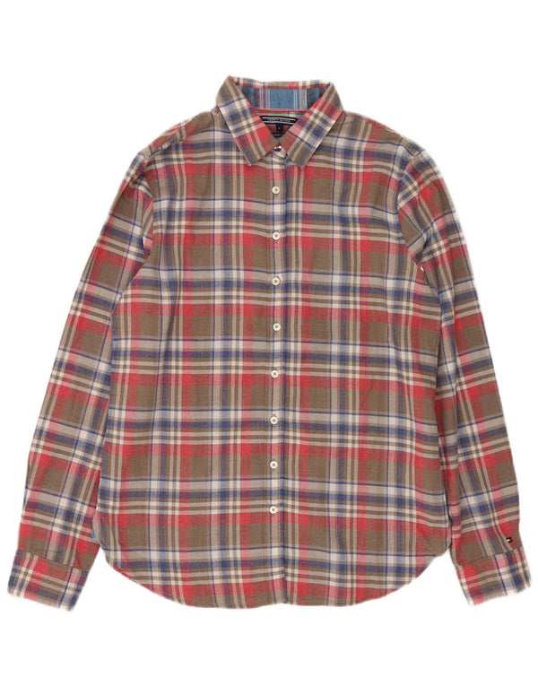 Tommy Hilfiger Camisa de franela para mujer US 8 Mediana Cuadros multicolores
