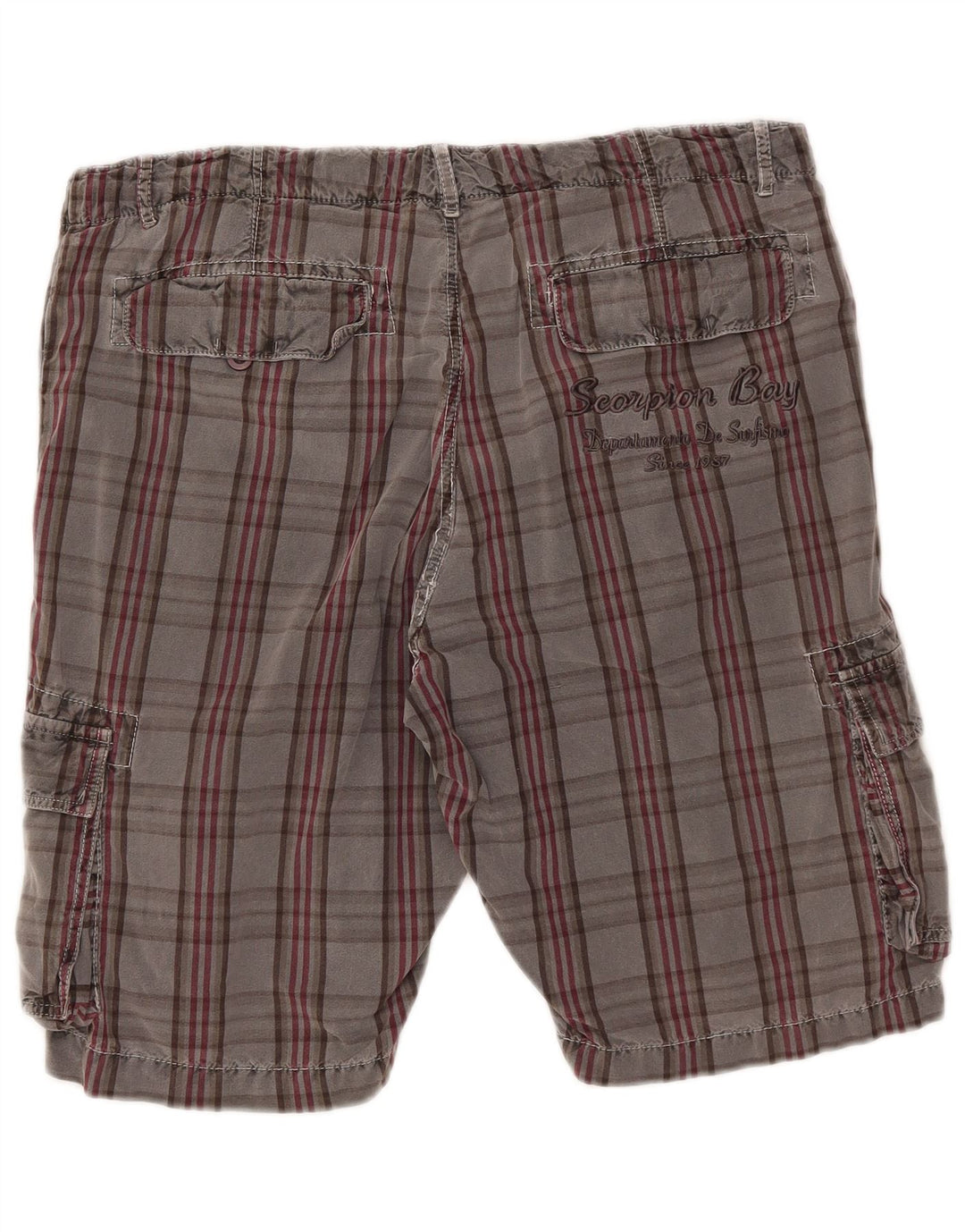 Scorpion Bay Pantalones cortos tipo cargo para hombre W36 Algodón a cuadros gris grande
