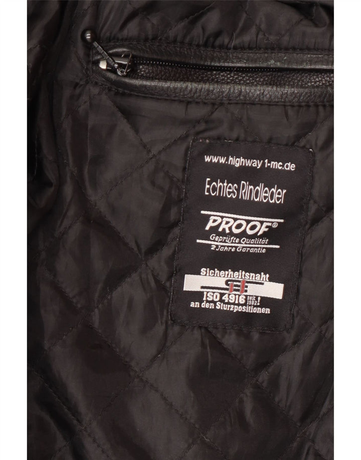 Highway 1 Chaqueta motera de cuero para hombre Talla 60 4XL Cuero negro