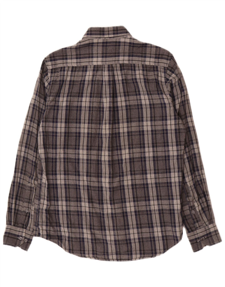 DACK'S Camisa de franela de ajuste regular para hombre Algodón a cuadros gris pequeño