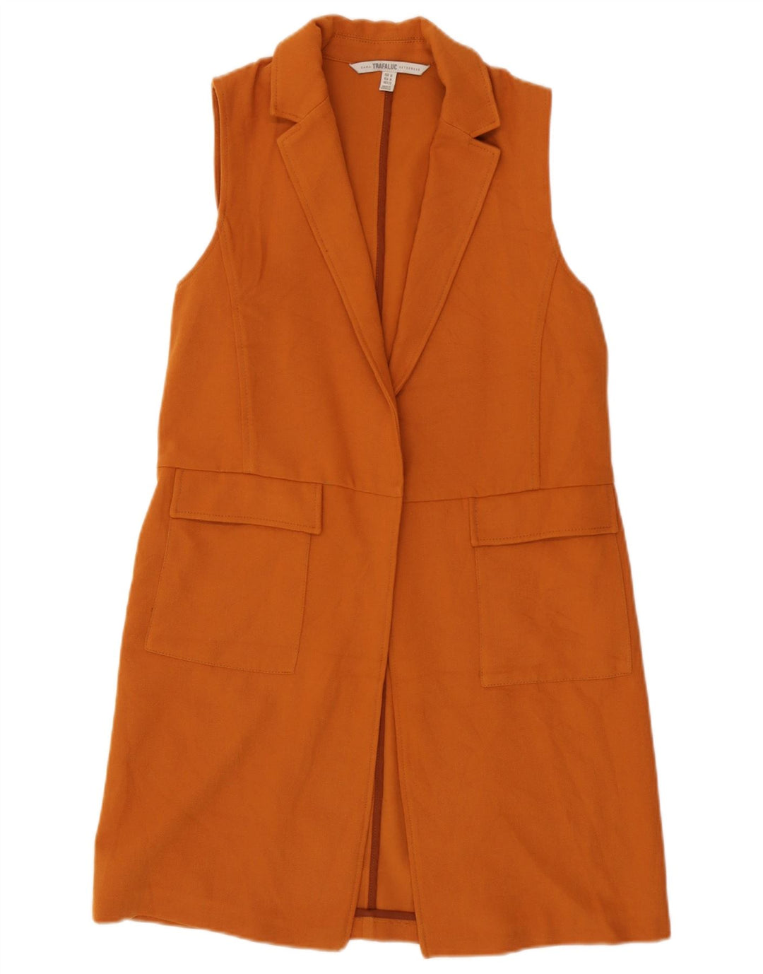 Zara Mujer Trafaluc Longline Gilet UK 42 Medio Naranja Poliéster