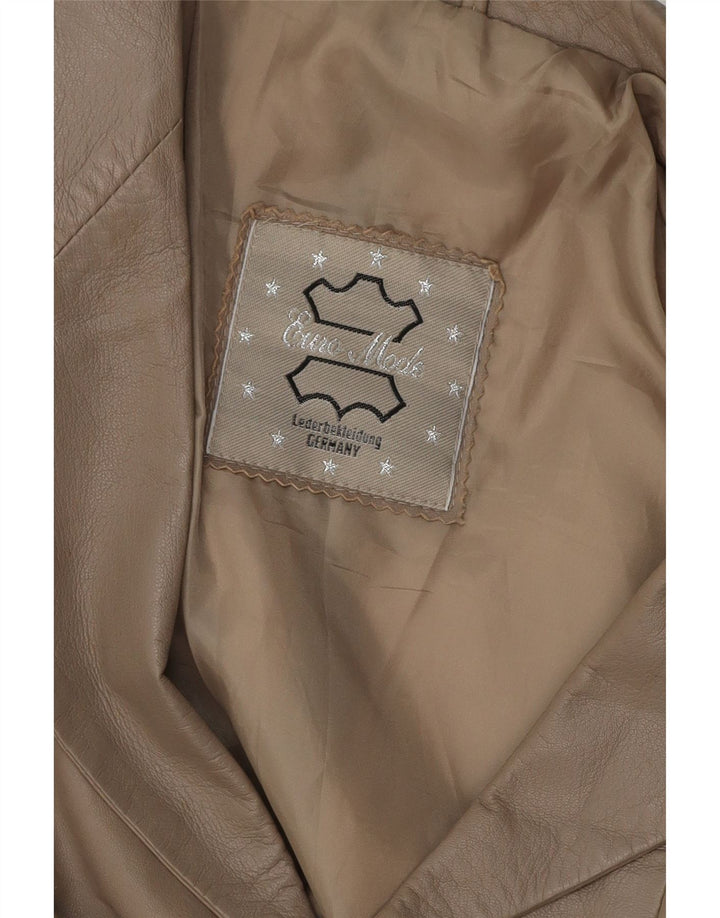 VINTAGE Chaqueta Blazer de cuero de 3 botones para mujer Reino Unido 16 Cuero gris grande