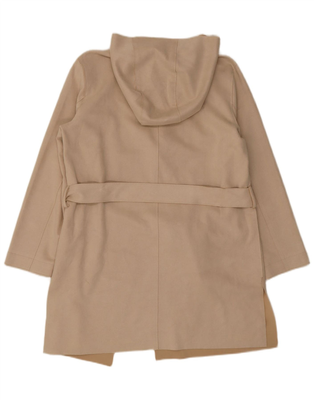 Zara Mujer Abrigo Con Capucha UK 44 Poliéster Beige Medio