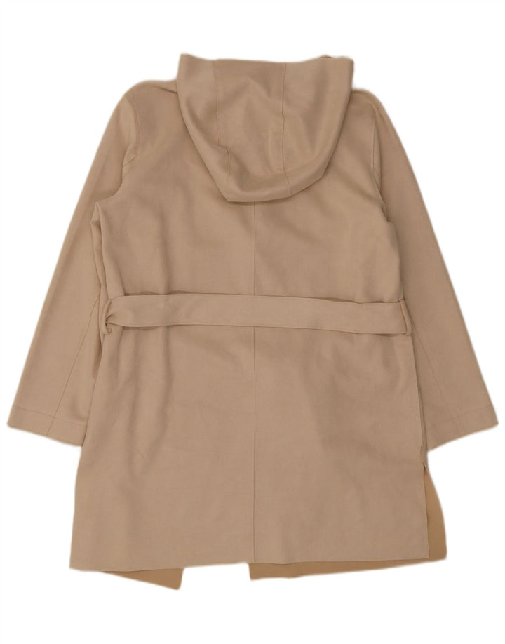 Zara Mujer Abrigo Con Capucha UK 44 Poliéster Beige Medio