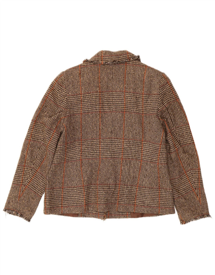 MARKS & SPENCER Chaqueta tipo blazer para mujer Reino Unido 44 Marrón medio Pata de gallo