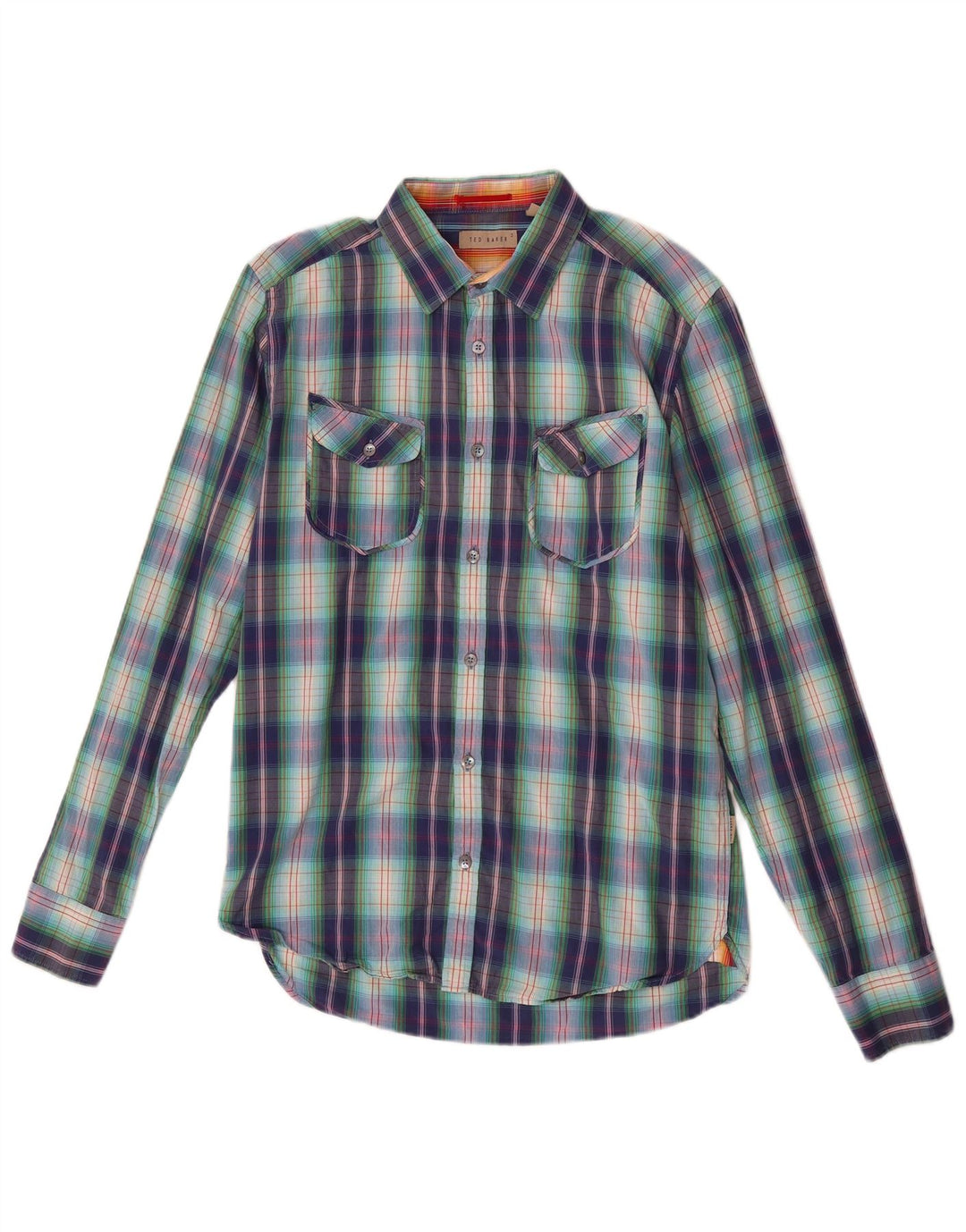 Ted Baker Camisa para hombre Talla 3 Mediana Algodón a cuadros multicolor