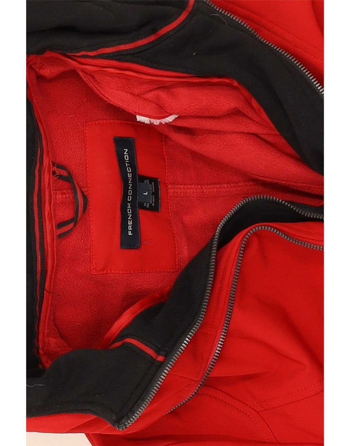 French Connection Chaqueta impermeable con capucha y corte regular para mujer, talla 40, color rojo