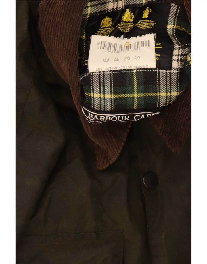 Barbour Chaqueta de algodón encerado con borde para hombre Reino Unido 40 Bloque de color caqui mediano
