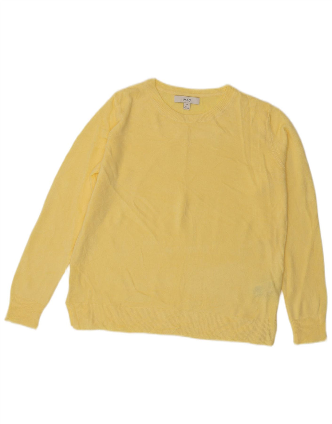 MARKS & SPENCER Suéter tipo jersey con cuello redondo para mujer UK 12 Amarillo medio