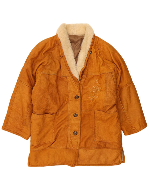 Vintage mujer abrigo de piel de gran tamaño Reino Unido 14 Beige medio
