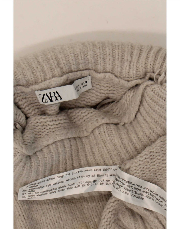 Zara - Jersey extragrande con cuello vuelto para mujer, talla 40, poliéster gris grande