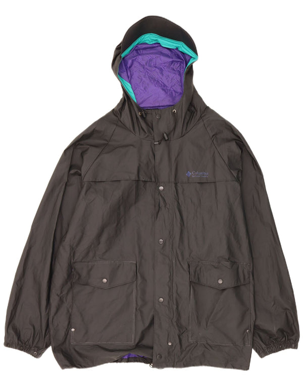 Columbia Chaqueta impermeable con capucha para hombre UK 40 Large Nylon negro