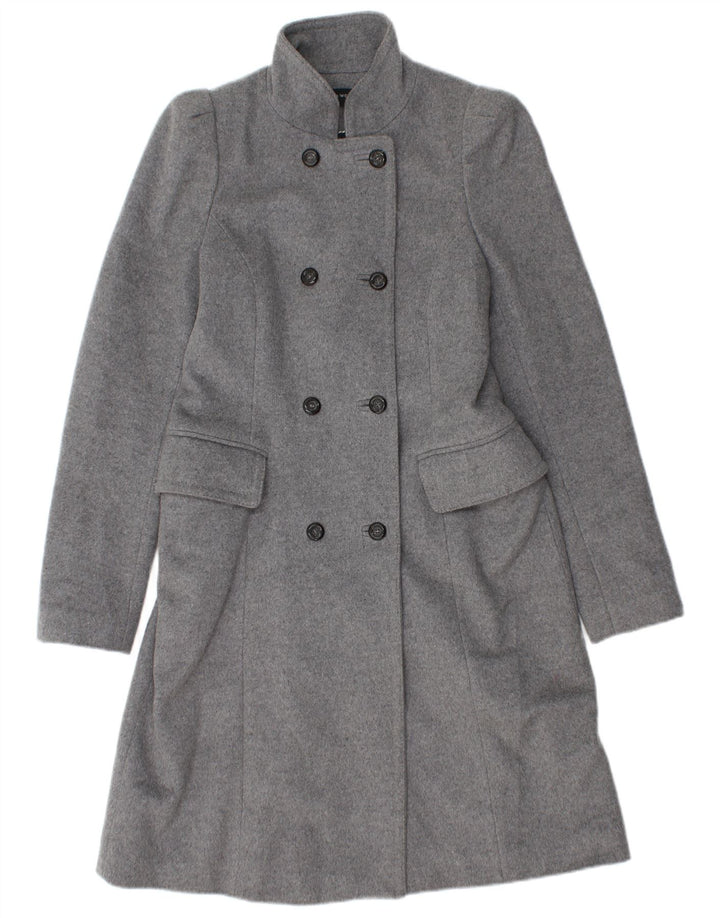 Zara Mujer Abrigo Cruzado UK 42 Lana Gris Medio