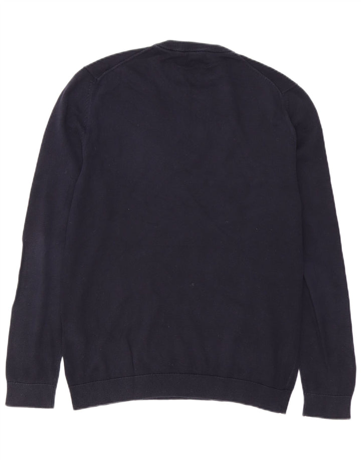 Jersey Reiss Hombre con cuello redondo y cuello redondo de algodón azul marino medio