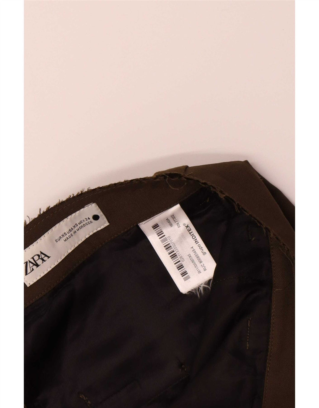 Zara Mujer Pantalón Chino Bootcut XS W24 L33 Poliéster Caqui