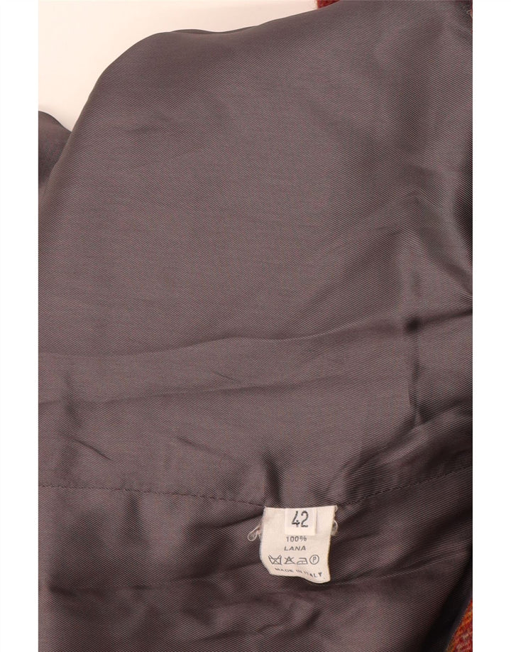 Chaqueta Blazer De Mujer Lanolini De 3 Botones IT 42 Lana A Cuadros Marrón Medio