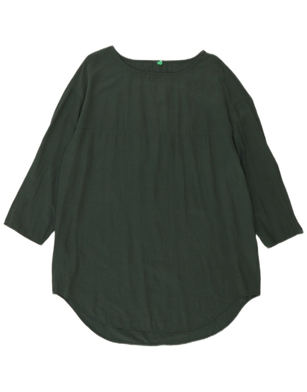 Benetton Top Túnica De Manga 3/4 Mujer UK 46 Large Viscosa Verde