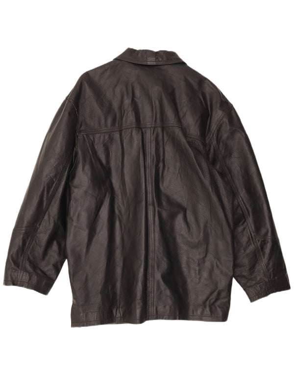 VINTAGE Chaqueta de cuero para hombre IT 54 2XL Cuero negro