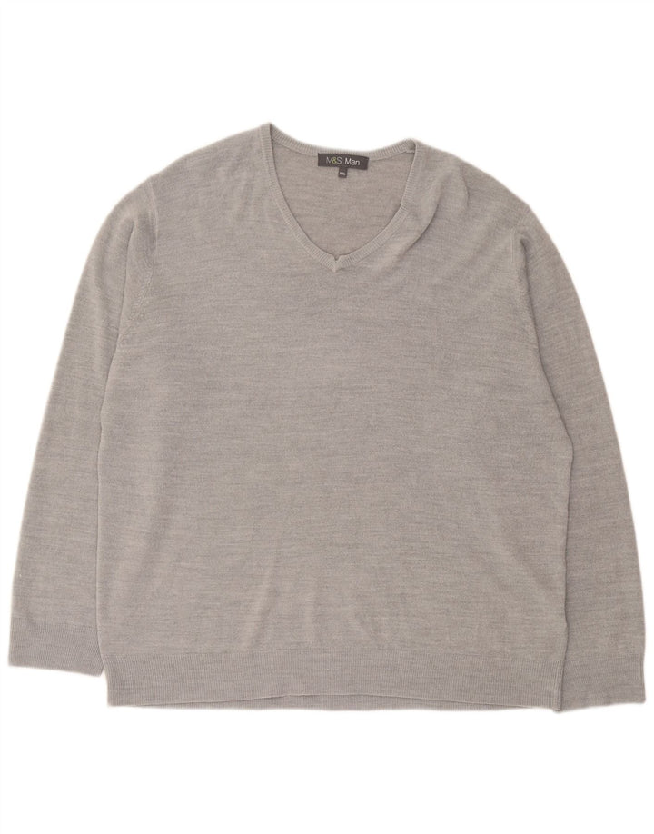 Marks & Spencer Suéter con Cuello en V para Hombre 2XL Acrílico Gris Gris