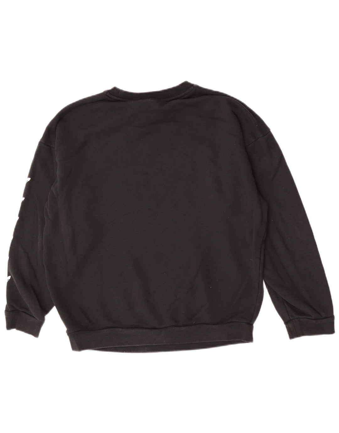 Adidas Sudadera de gran tamaño con gráfico para mujer UK 12 Medium Black Cotton