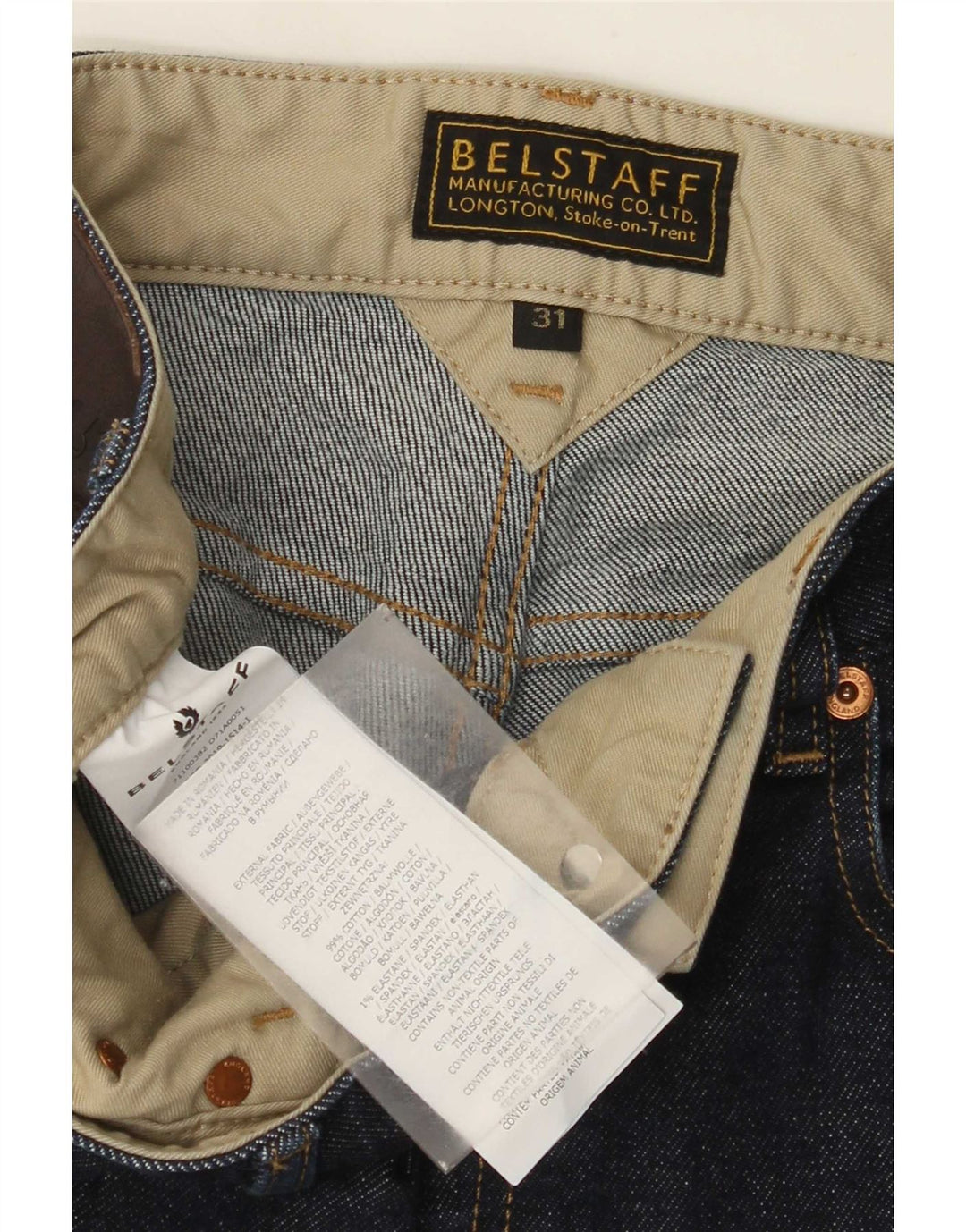 Belstaff Vaqueros ajustados para hombre W31 L32 Algodón azul marino