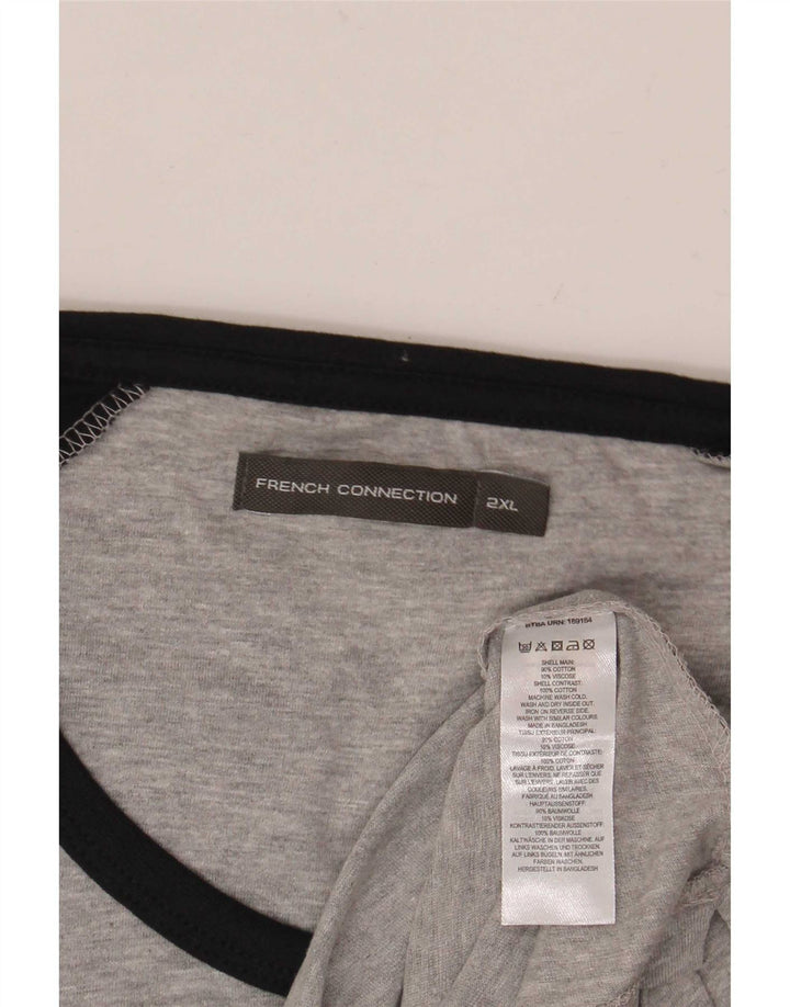 French Connection Camiseta para hombre de manga larga de algodón gris con bloques de color 2XL
