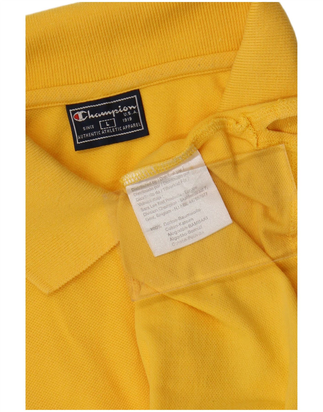 CHAMPION Polo para hombre de algodón amarillo grande