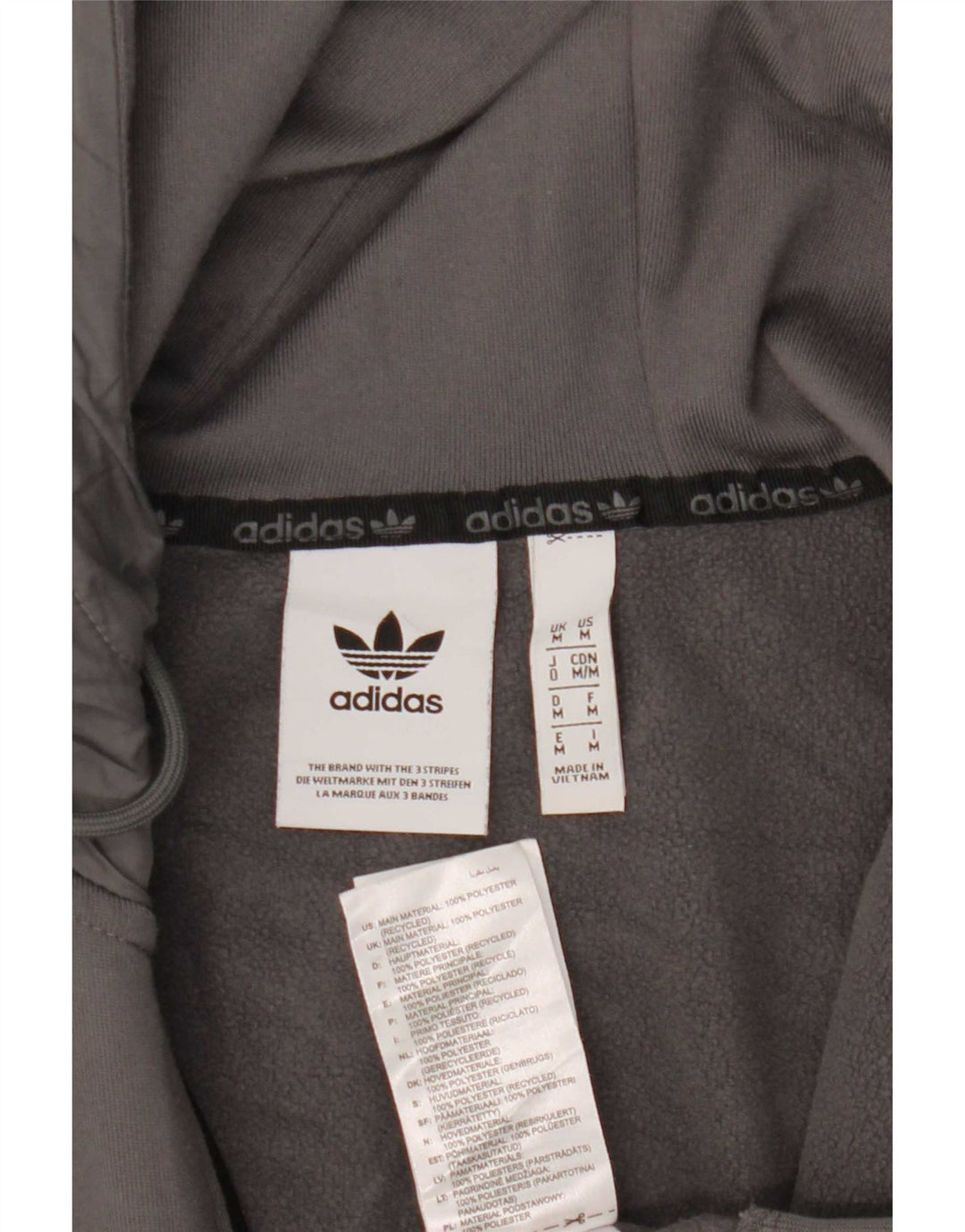 Adidas Hombre Zip Sudadera Con Capucha Suéter Gris Medio Colorblock Poliéster