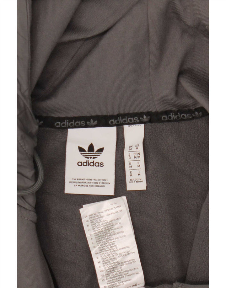 Adidas Hombre Zip Sudadera Con Capucha Suéter Gris Medio Colorblock Poliéster