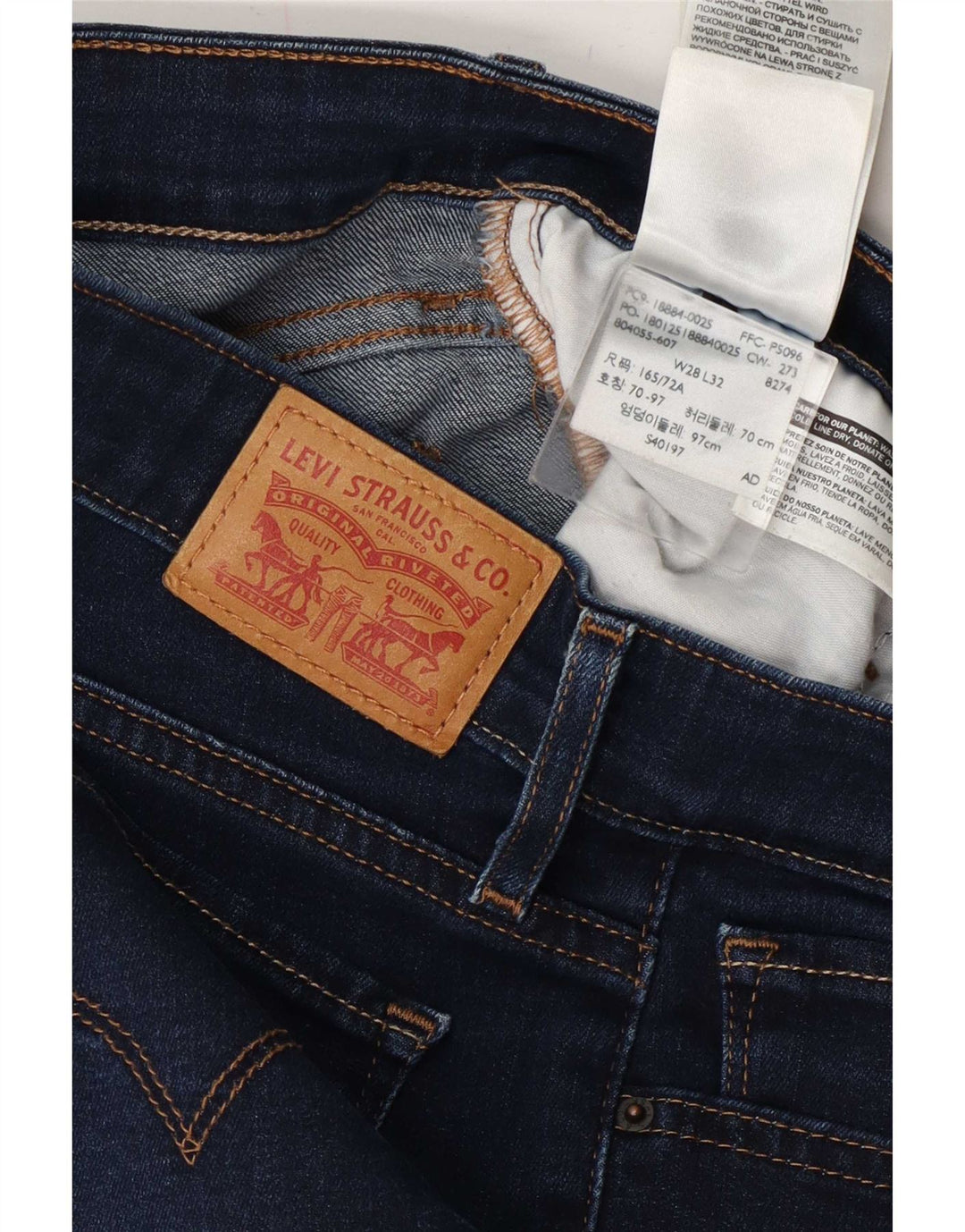 Levi's Mujer 712 Slim Jeans W28 L32 Algodón Azul Marino
