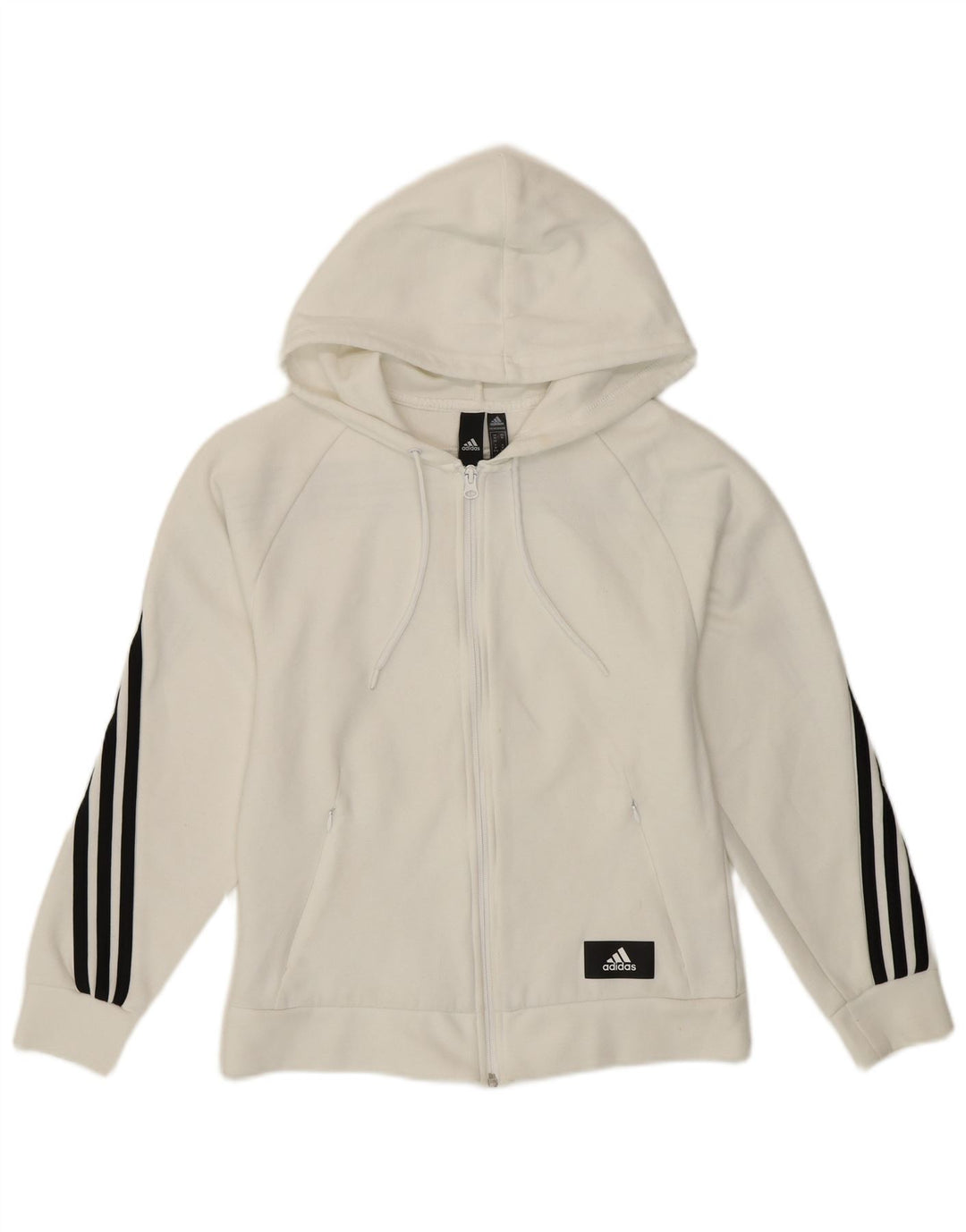 ADIDAS Sudadera con capucha y cremallera para mujer UK 4/6 XS Algodón blanco