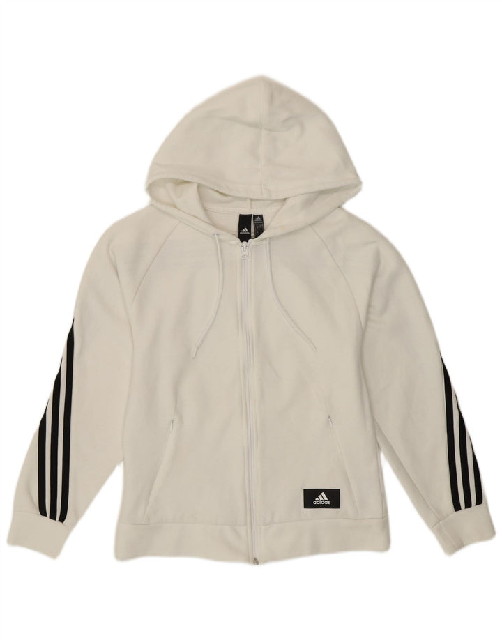 ADIDAS Sudadera con capucha y cremallera para mujer UK 4/6 XS Algodón blanco