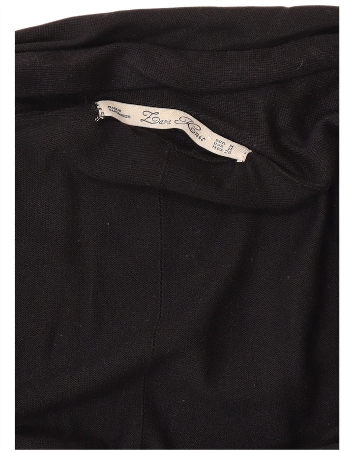 Zara Mujer Cárdigan Abierto Suéter UK 12 Medium Negro