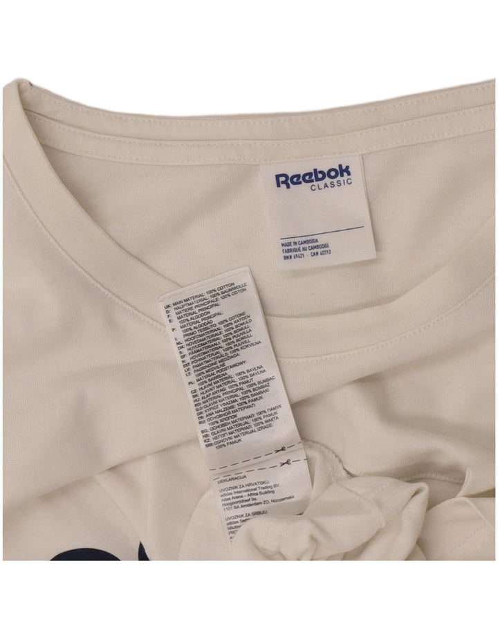 Reebok Camiseta clásica con gráfico para hombre, talla grande, algodón blanco