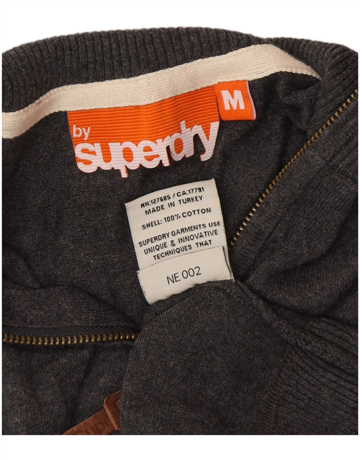Superdry Jersey con cuello y cremallera para hombre de algodón gris medio