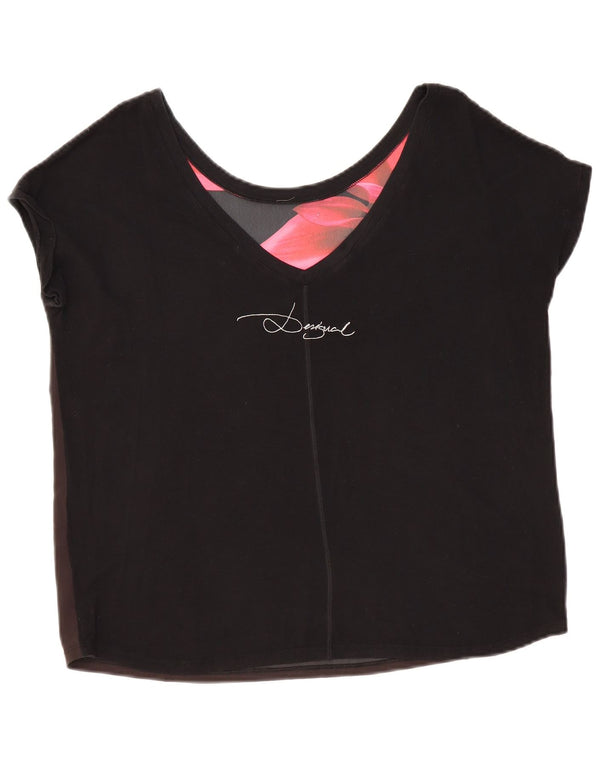 DESIGUAL Camiseta gráfica extragrande para mujer UK 44 Medium Black Floral