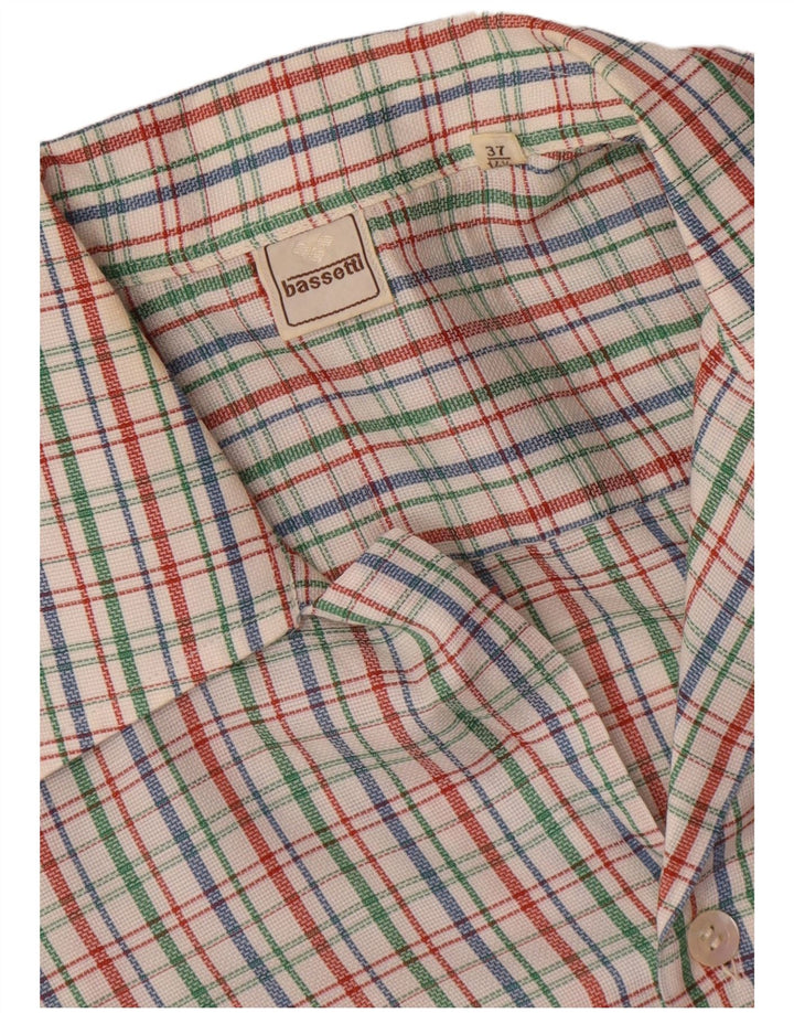 Bassetti Camisa Manga Corta Hombre Talla 37 14 1/2 Small Cuadros Multicolor