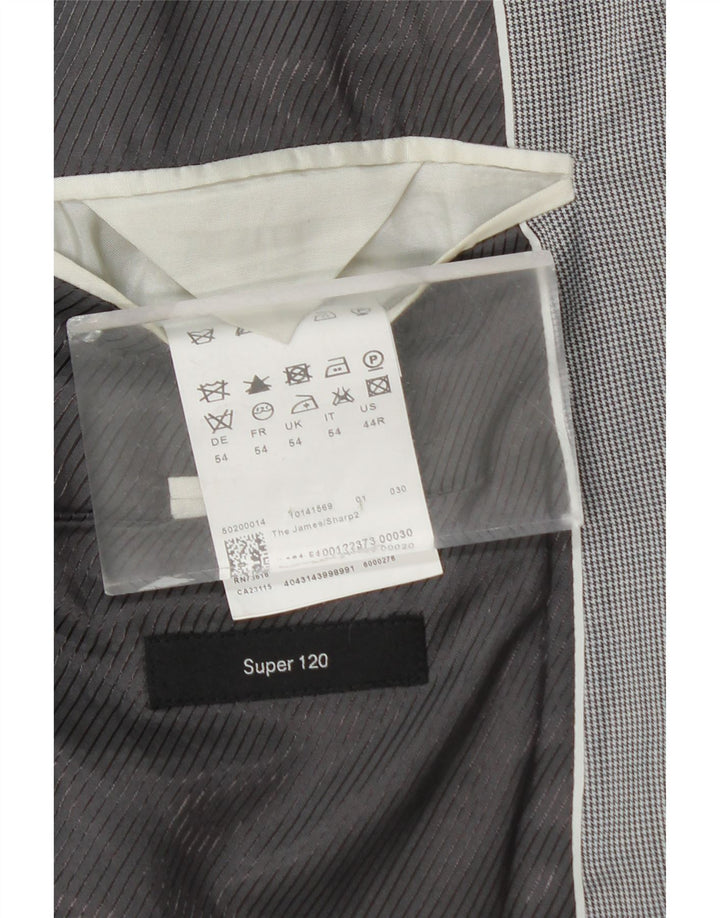 Hugo Boss Chaqueta tipo blazer de 2 botones para hombre EU 54 2XL Viscosa de pata de gallo gris