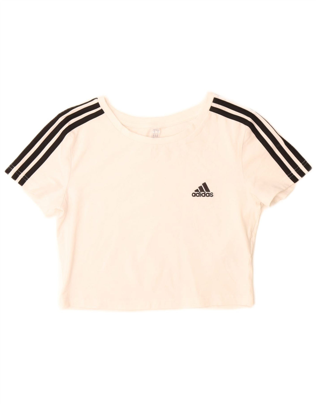 Adidas Mujer Crop Camiseta Top UK 12/14 Medio Blanco Algodón