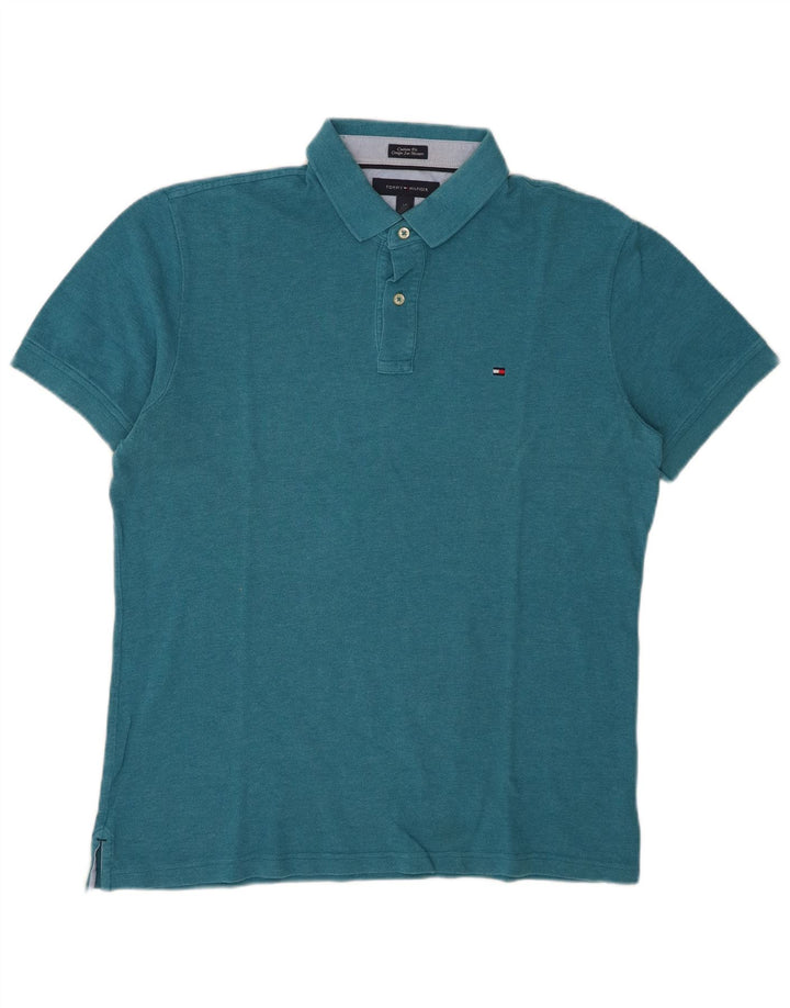 Tommy Hilfiger Polo de ajuste personalizado para hombre, talla grande, azul