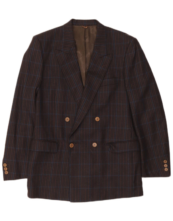 Elle Chaqueta tipo blazer con doble botonadura para hombre IT 50 Large Navy Blue Check