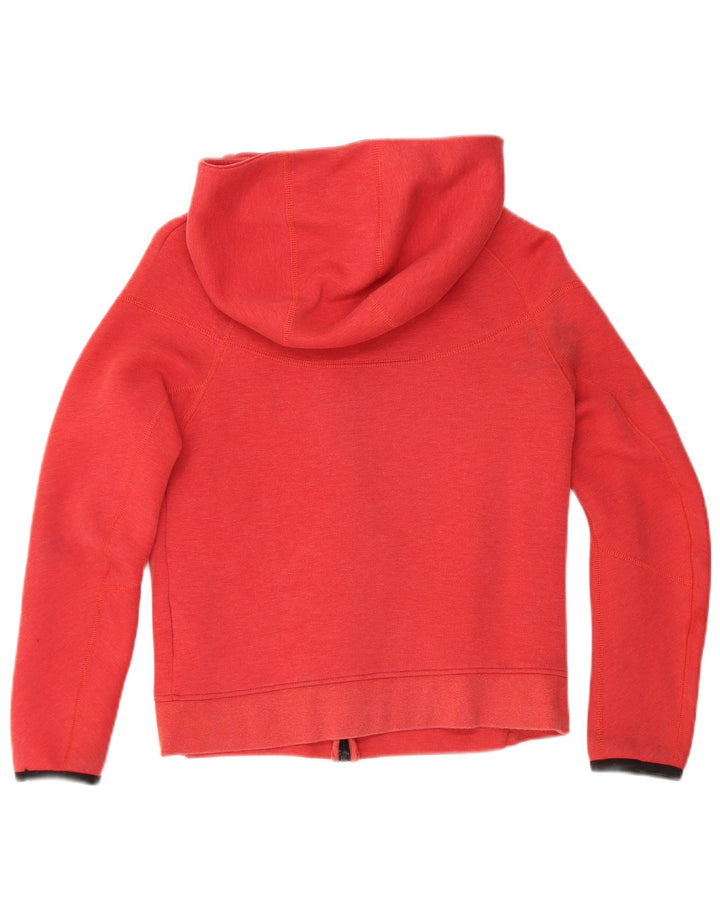 Nike Sudadera con capucha y cremallera para niños de 10 a 11 años, tamaño mediano, color rojo, algodón
