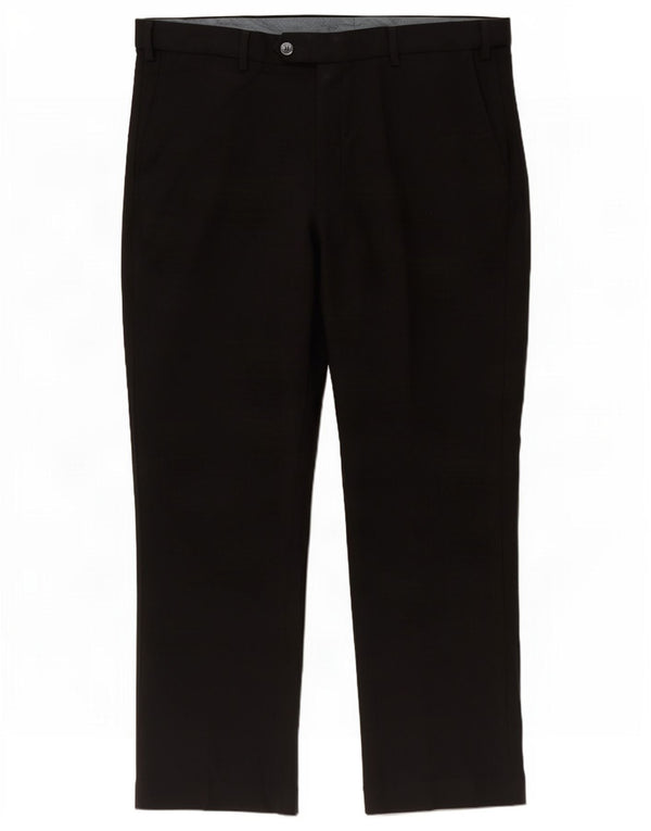 Marks & Spencer Pantalón de traje de corte regular para hombre W38 L29 Poliéster negro