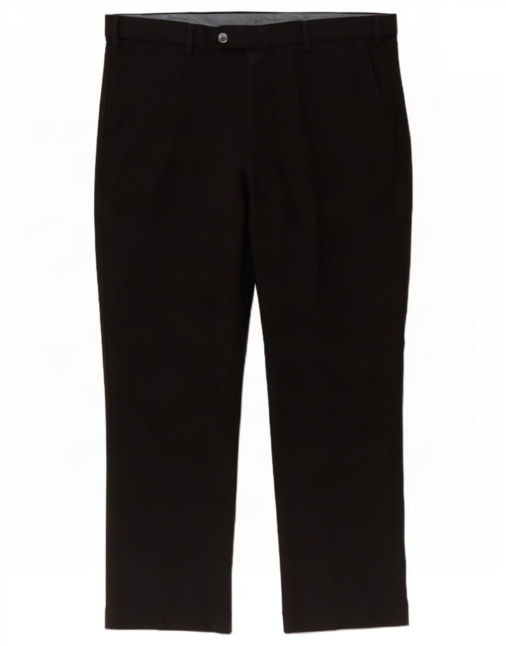 Marks & Spencer Pantalón de traje de corte regular para hombre W38 L29 Poliéster negro